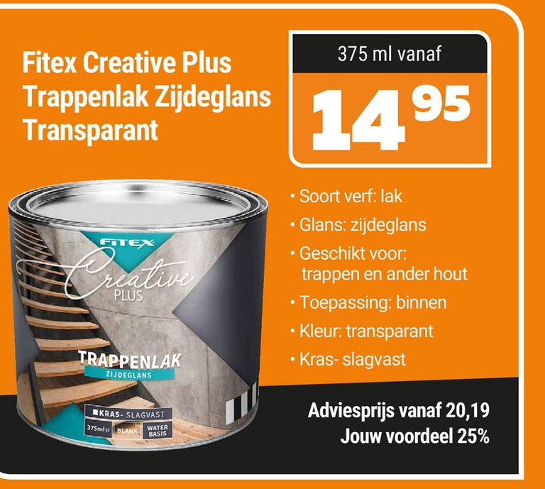 Fitex Creative Plus Trappenlak Zijdeglans Transparant Aanbieding Bij De