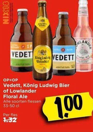 Vedett K Nig Ludwig Bier Of Lowlander Floral Ale Aanbieding Bij Vomar