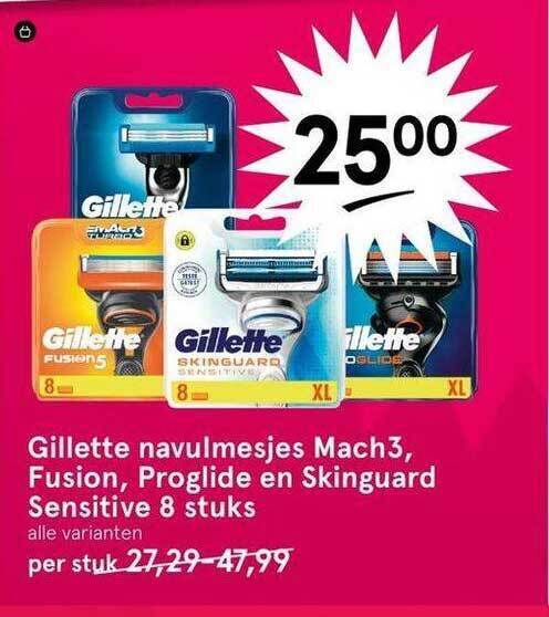 Gillette Navulmesjes Mach3 Fusion Proglide En Skinguard Sensitive 8