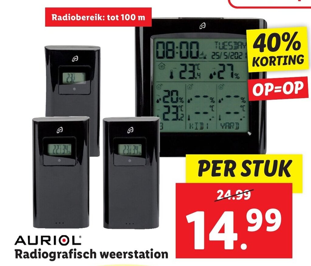 Auriol Radiografisch Weerstation Aanbieding Bij Lidl