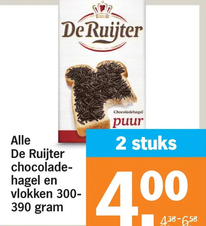 Alle De Ruijter Chocoladehagel En Vlokken Gram Aanbieding Bij