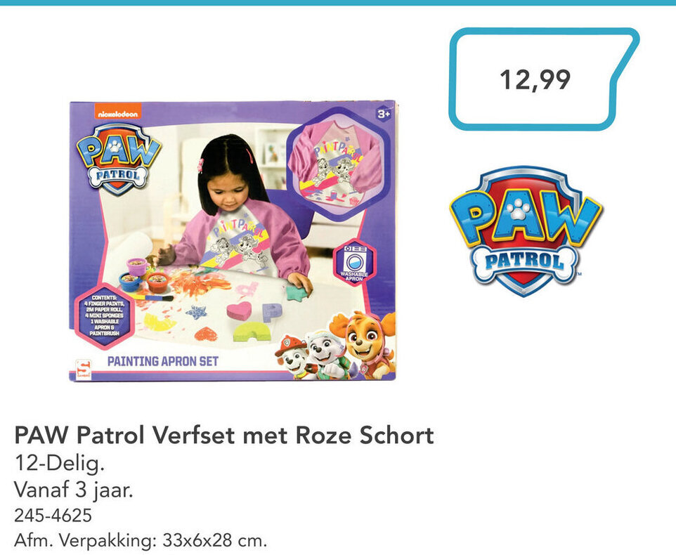 Paw Patrol Verfset Met Roze Schort Delig Aanbieding Bij Marskramer