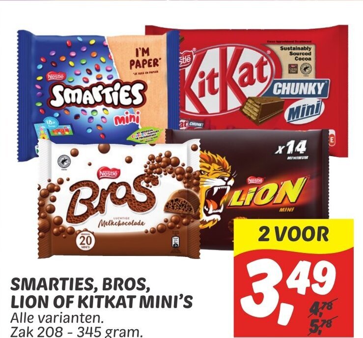 Smarties Bros Lion Of Kitkat Mini S Aanbieding Bij Dekamarkt