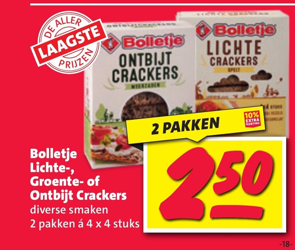 Bolletje Lichte Groente Of Ontbijt Crackers Pakken Aanbieding Bij