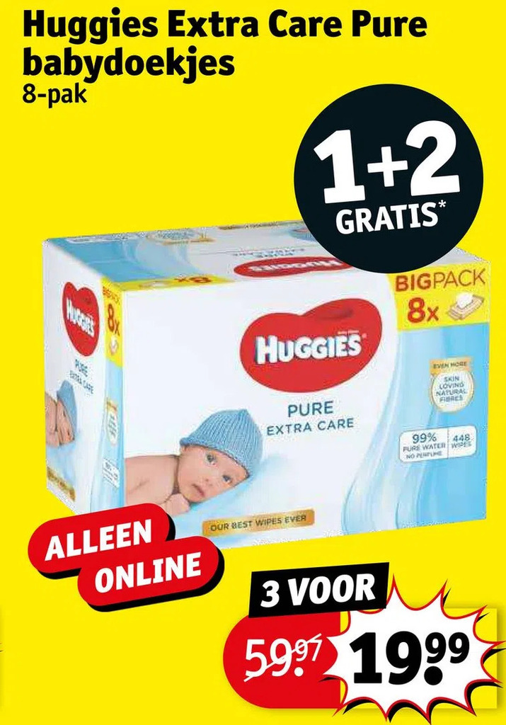 Huggies Extra Care Pure Babydoekjes Aanbieding Bij Kruidvat