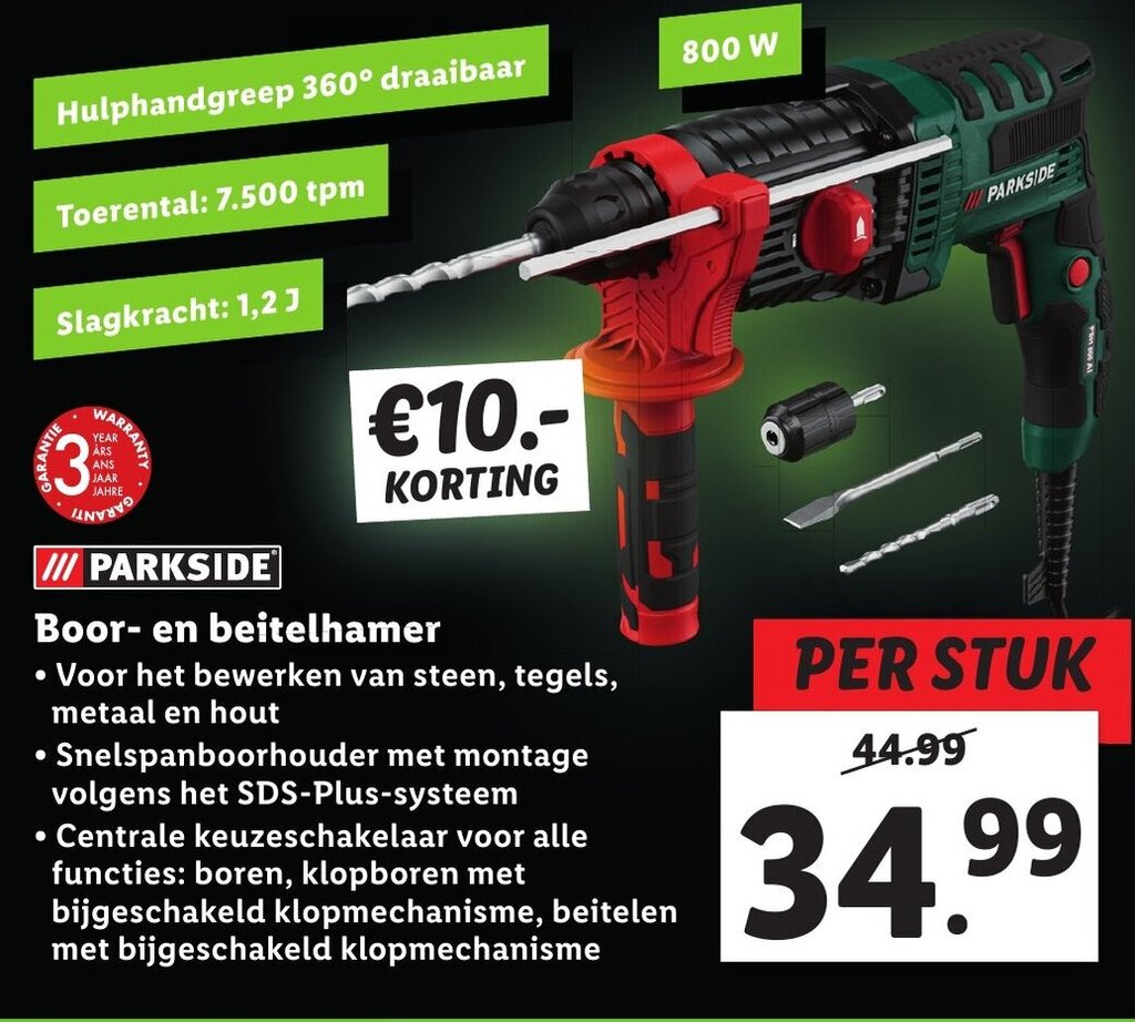 Parkside Boor En Beitelhamer Aanbieding Bij Lidl