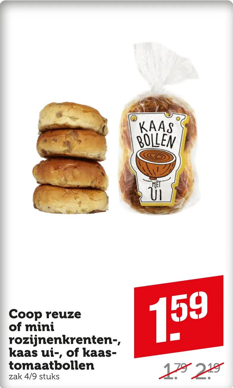 Coop Reuze Of Mini Rozijnenkrenten Kaas Ui Of Kaas Tomaatbollen