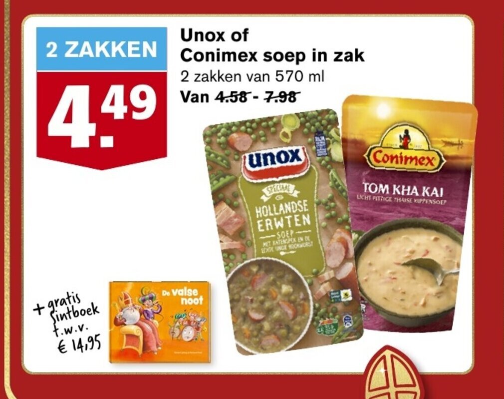 Unox Of Conimex Soep 2 Zakken Van 570 Ml Aanbieding Bij Hoogvliet