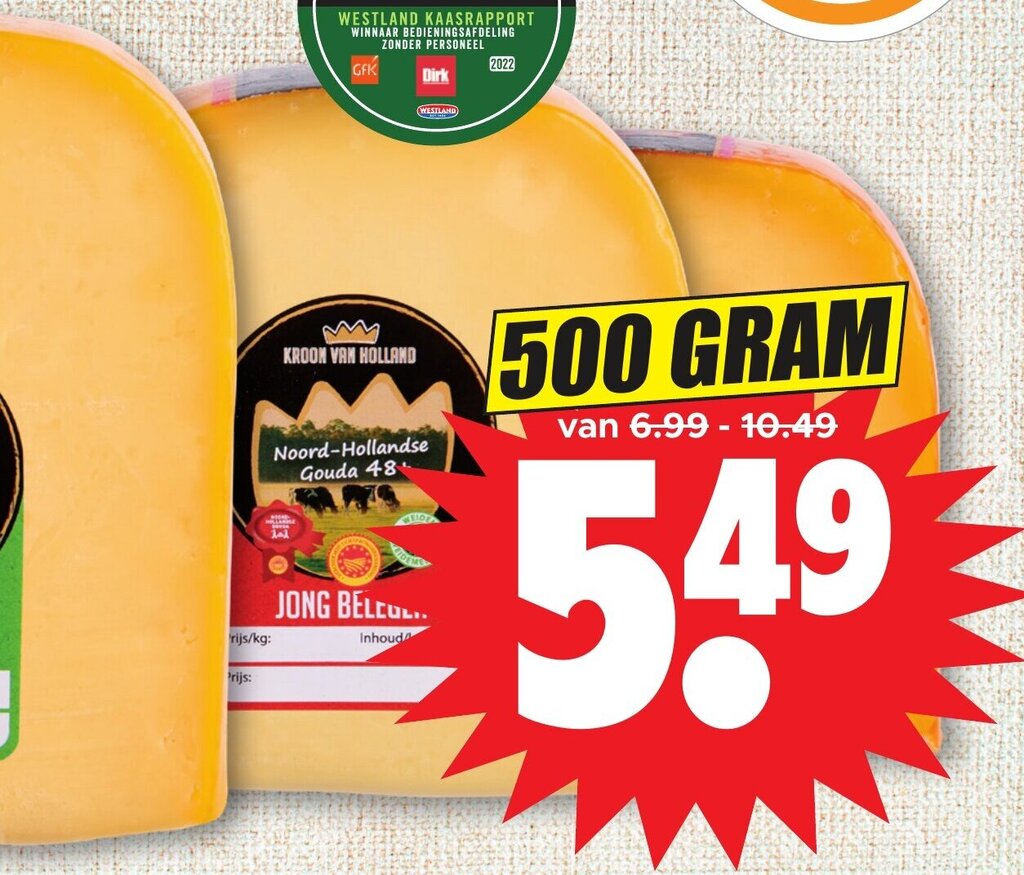 Kroon Van Holland Stuk Kaas Gram Aanbieding Bij Dirk