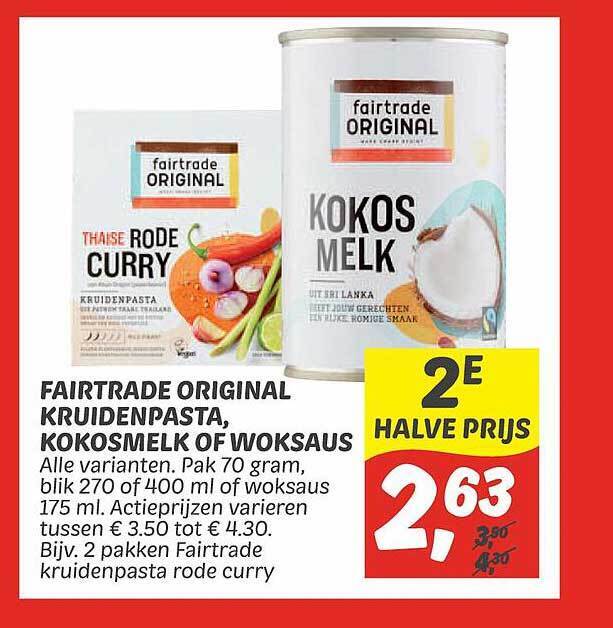 Fairtrade Original Kruidenpasta Kokosmelk Of Woksaus Aanbieding Bij