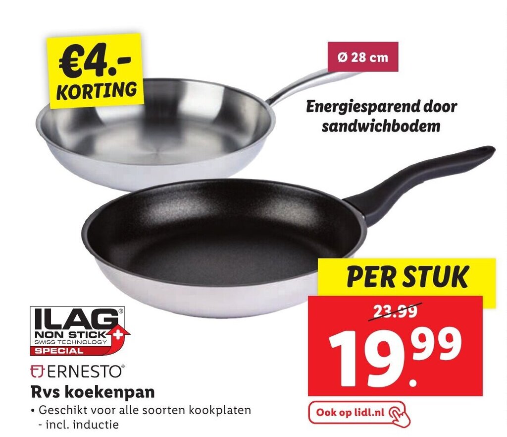 Ernesto Rvs Koekenpan Aanbieding Bij Lidl