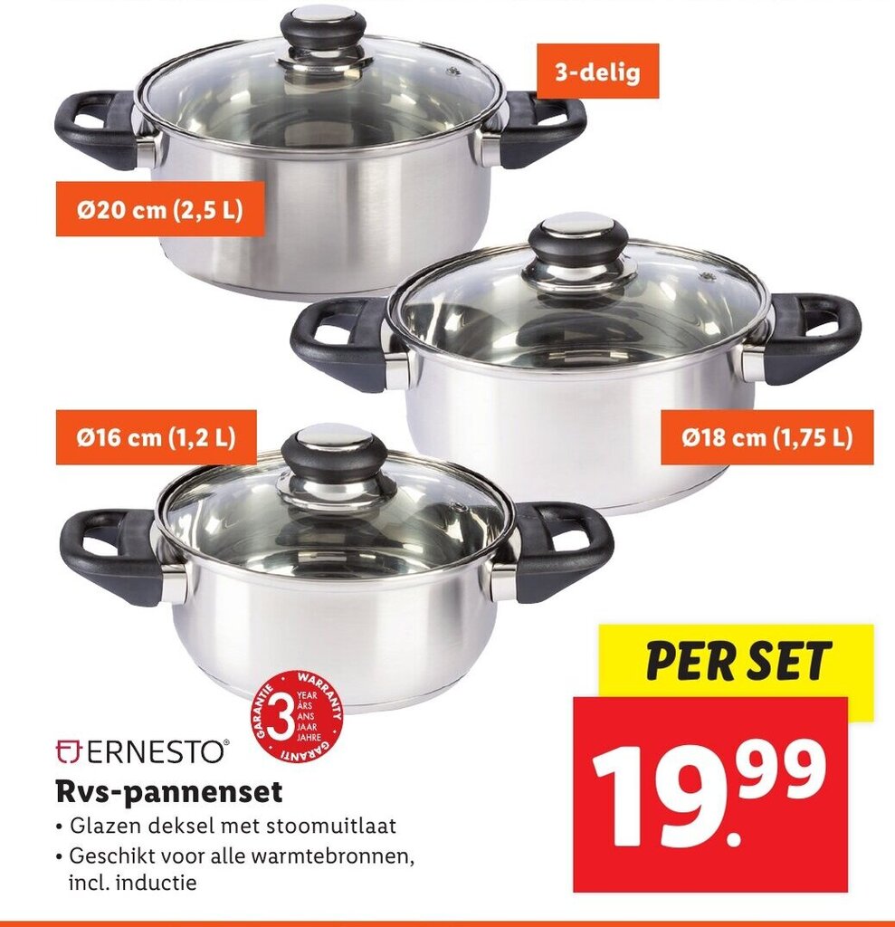 Ernesto Rvs Pannenset Aanbieding Bij Lidl