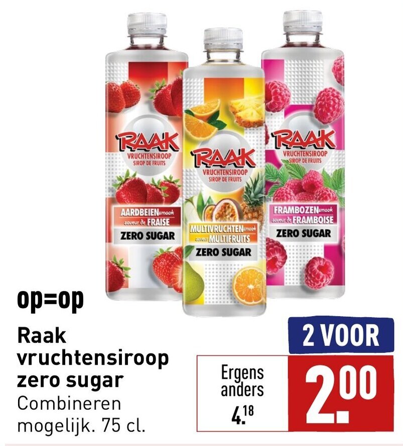 Raak Vruchtensiroop Zero Sugar Cl Aanbieding Bij Aldi