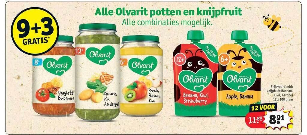 Olvarit Knijpfruit Banaan Kiwi Aardbei Aanbieding Bij Kruidvat