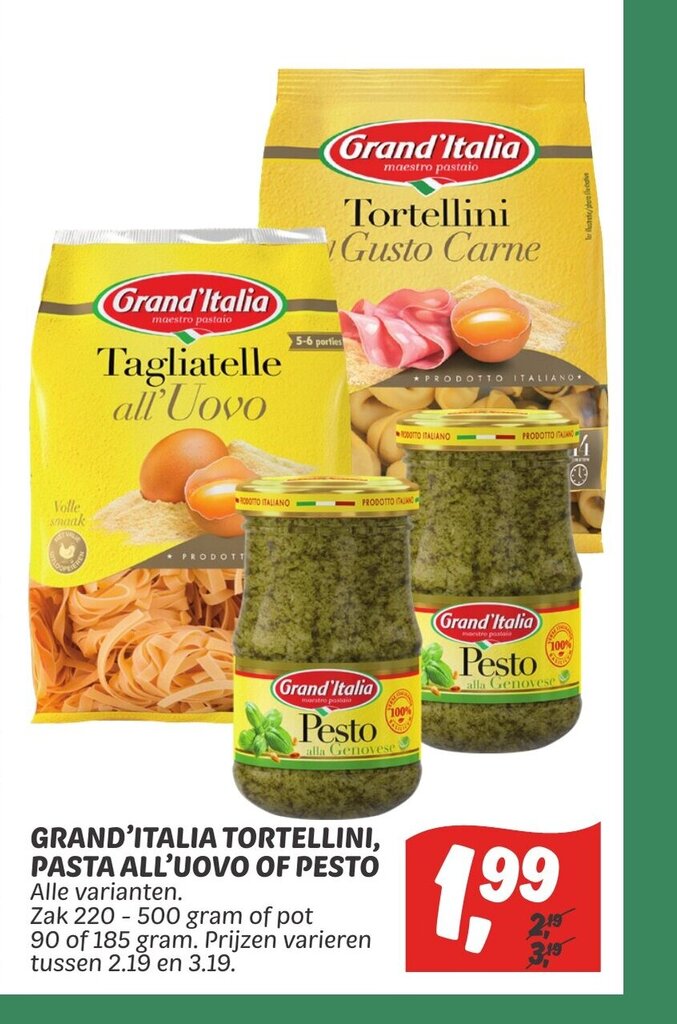 Grand Italia Tortellini Pasta All Uovo Of Pesto Aanbieding Bij Dekamarkt