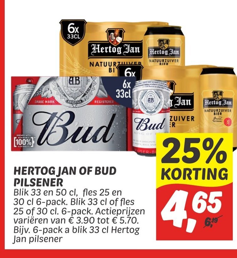 Hertog Jan Of Bud Pilsener Aanbieding Bij Dekamarkt