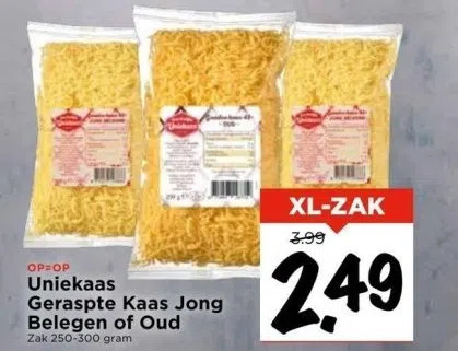 Uniekaas Geraspte Kaas Jong Belegen Of Oud Aanbieding Bij Vomar