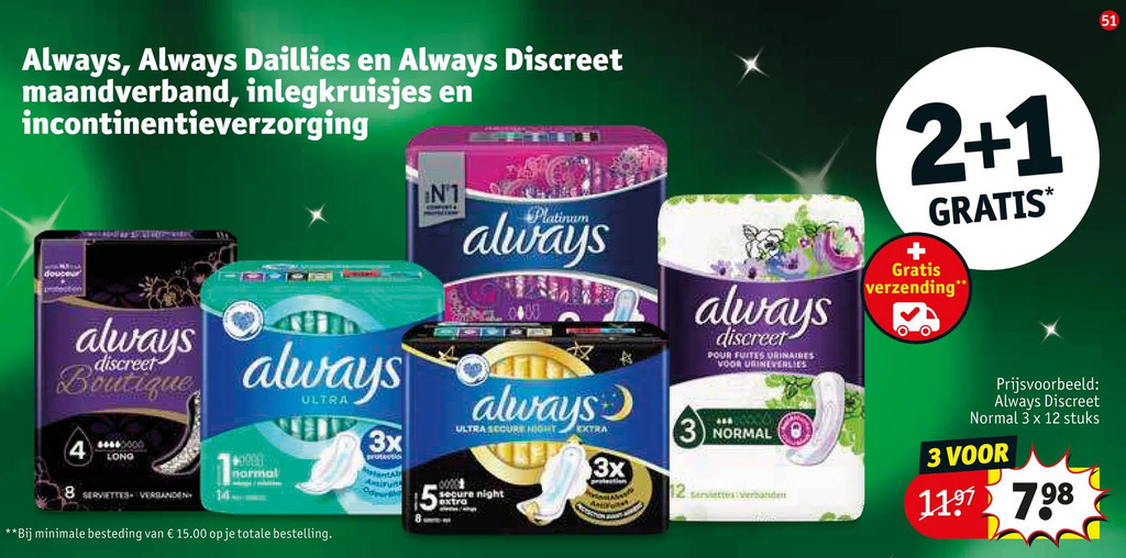 Always Always Daillies En Always Discreet Maandverband Inlegkruisjes