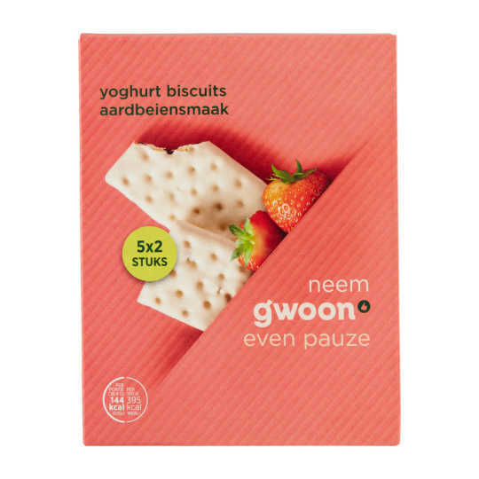 G Woon Yoghurt Biscuit Aardbei Aanbieding Bij Coop