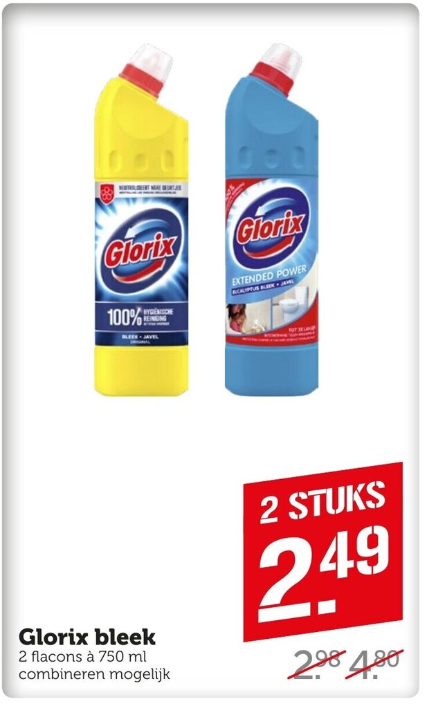 Glorix Bleek 2 Flacons 750ml Aanbieding Bij Coop