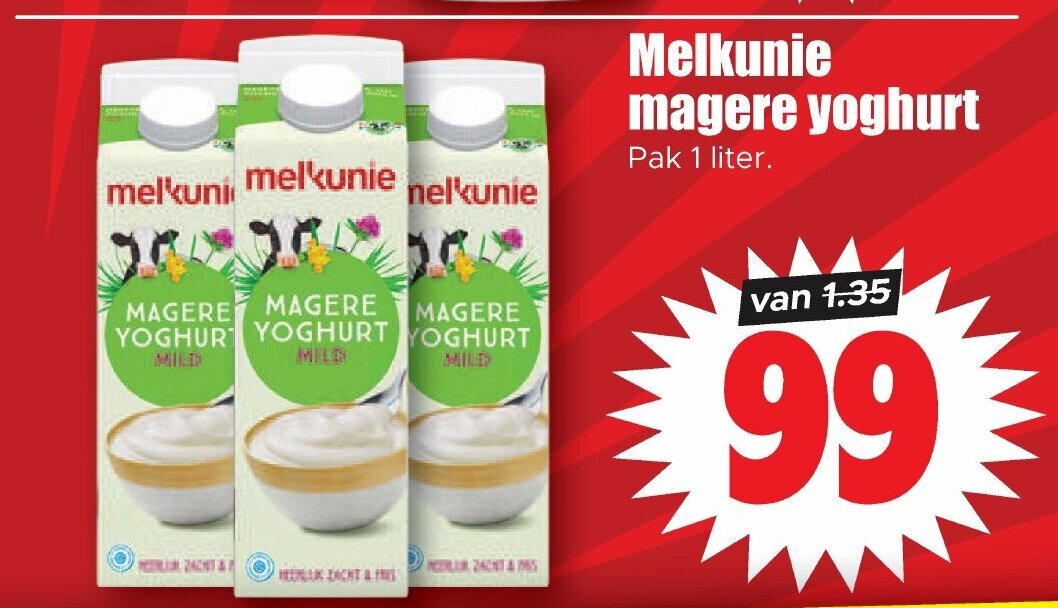 Melkunie Magere Yoghurt 1 Liter Aanbieding Bij Dirk