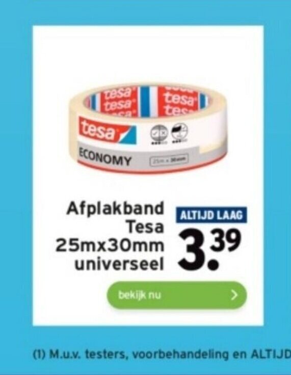 Afplakband Tesa 25mx30mm Universeel Aanbieding Bij GAMMA