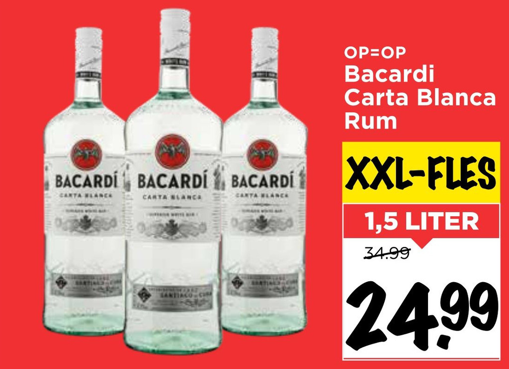 Bacardi Carta Blanca Rum Liter Aanbieding Bij Vomar Voordeelmarkt