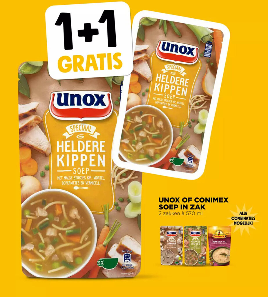 Unox Of Conimex Soep In Zak Ml Gratis Aanbieding Bij Jumbo