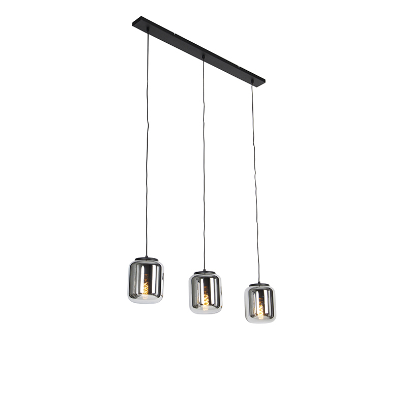 Design Hanglamp Zwart Met Smoke Glas 3 Lichts Bliss Aanbieding Bij