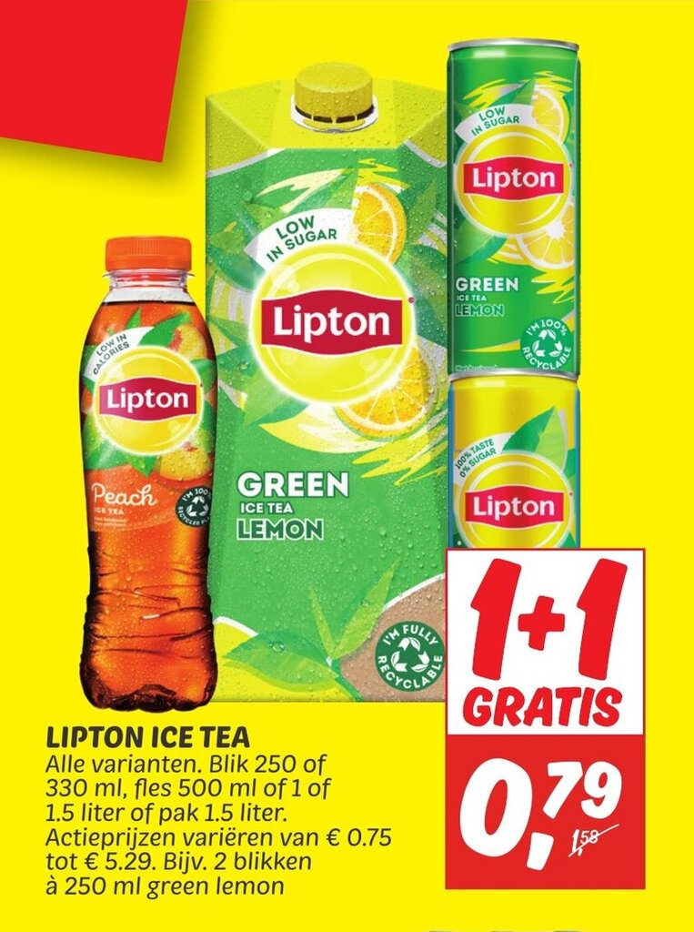 Lipton Ice Tea 1 1 Gratis Aanbieding Bij Dekamarkt