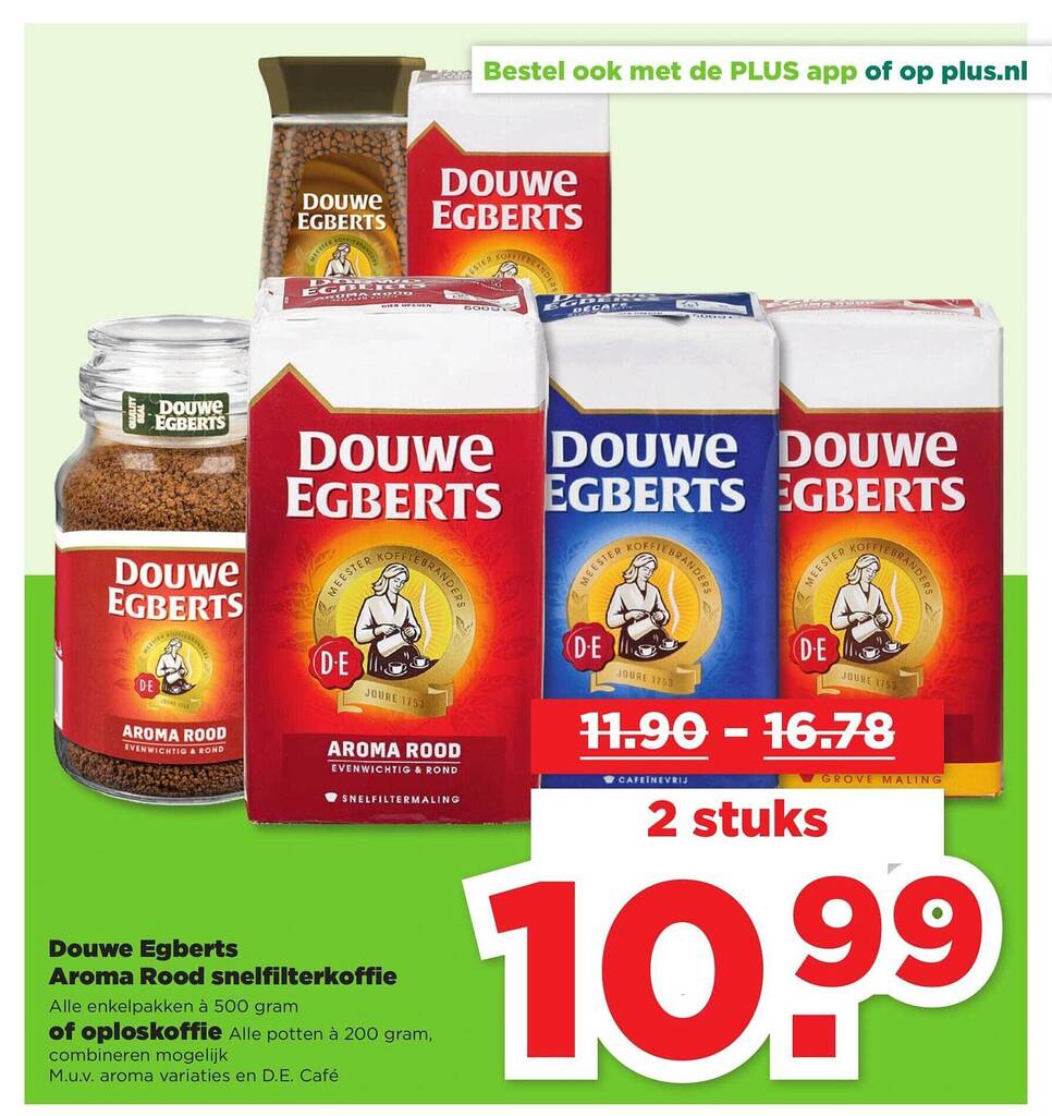 Douwe Egberts Aroma Rood Snelfilterkoffie Of Oploskoffie Aanbieding Bij