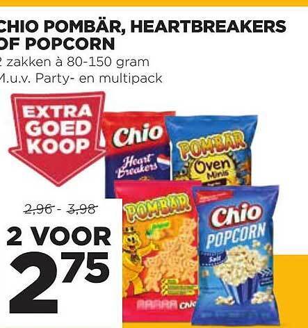 Chio pombär heartbreakers of popcorn aanbieding bij Jumbo