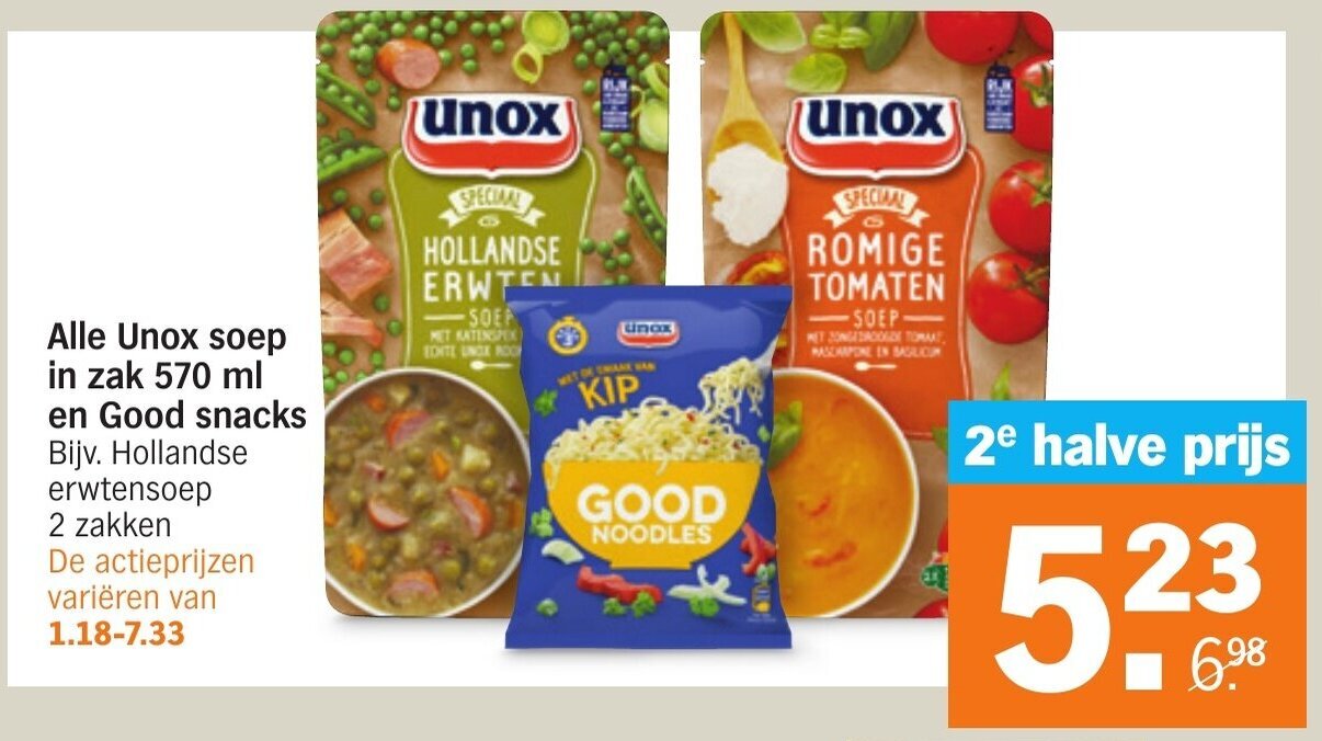 Alle Unox Soep In Zak 570 Ml En Good SnaCKS 2 Zakken Aanbieding Bij