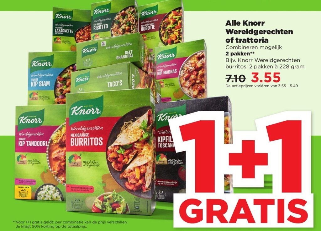 Alle Knorr Wereldgerechten Of Trattoria 1 1 Gratis Aanbieding Bij PLUS