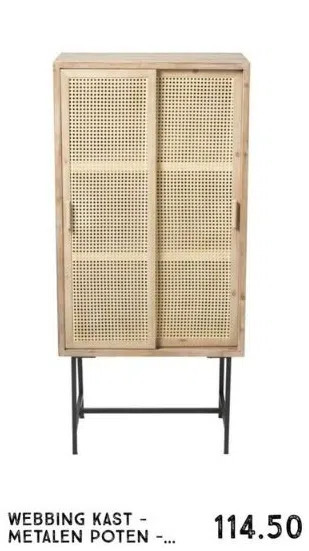 Webbing Kast Metalen Poten 76x42x150 Cm Aanbieding Bij Xenos