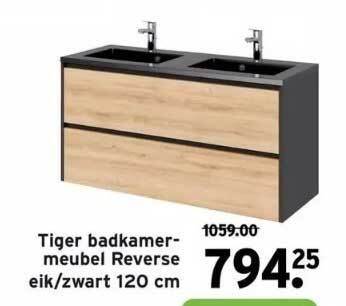 Tiger Badkamermeubel Reverse Eik Zwart 120 Cm Aanbieding Bij GAMMA