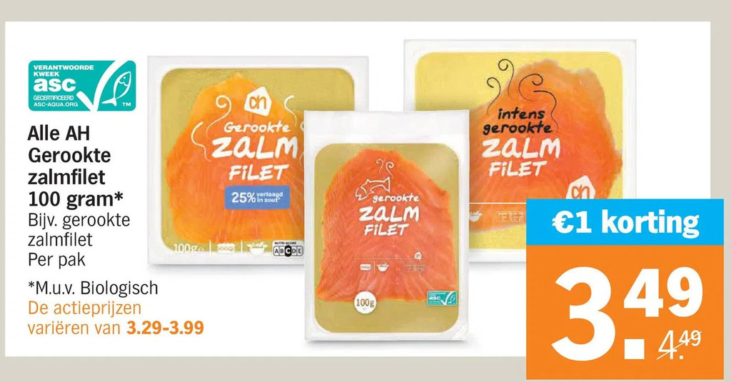 Alle Ah Gerookte Zalmfilet Gram Aanbieding Bij Albert Heijn