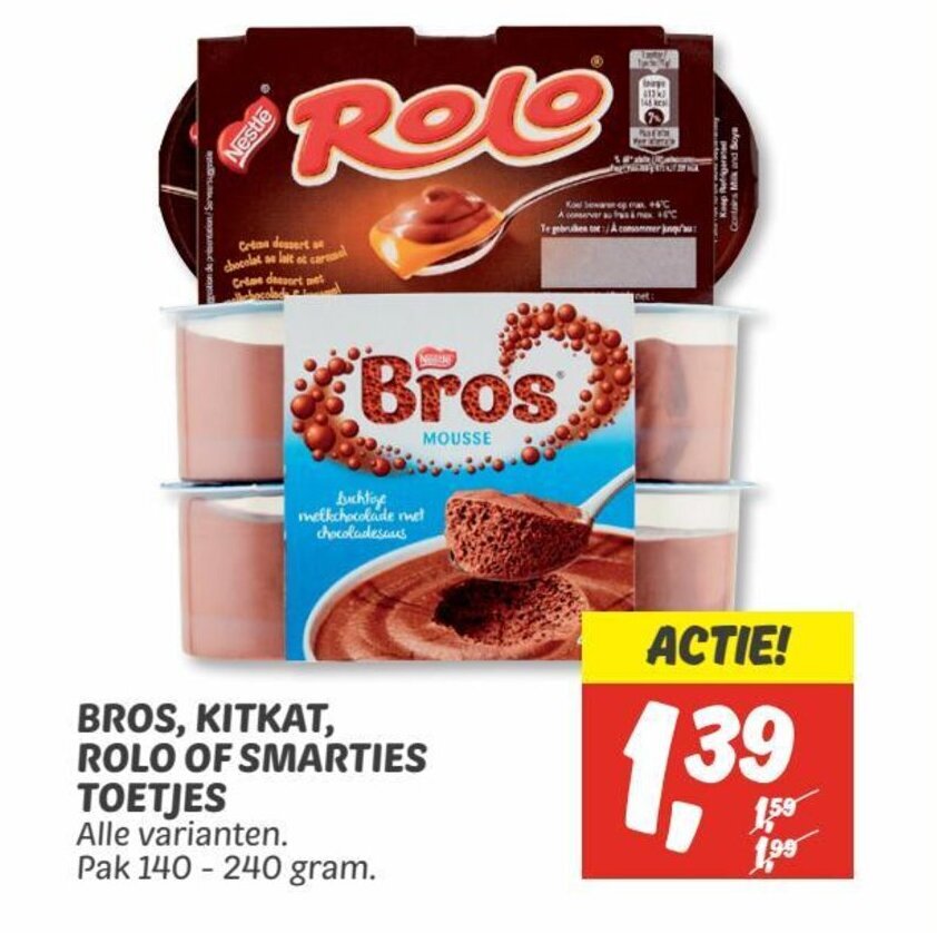 Bros Kitkat Rolo Of Smarties Toetjes Aanbieding Bij Dekamarkt