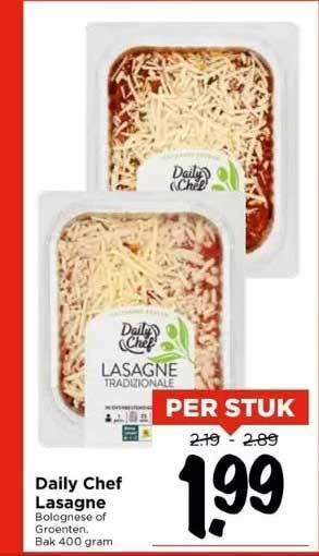 Daily Chef Lasagne Aanbieding Bij Vomar