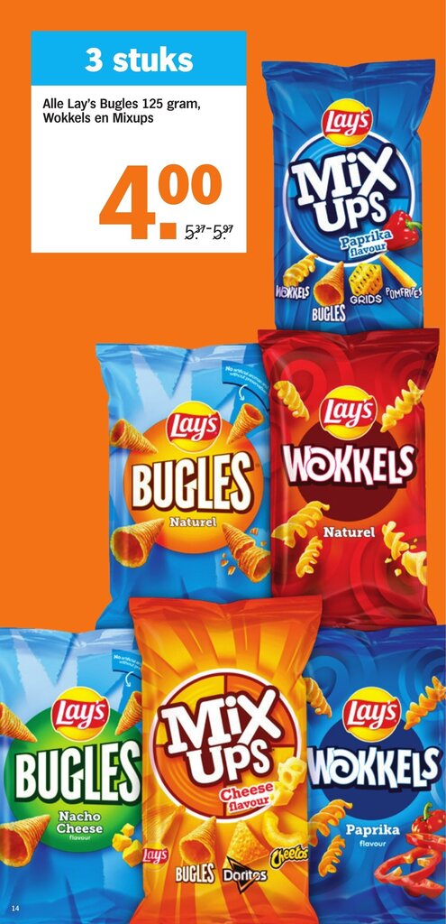 Alle Lay S Bugles 125 Gram Wokkels En Mixups 3 Stuks Aanbieding Bij