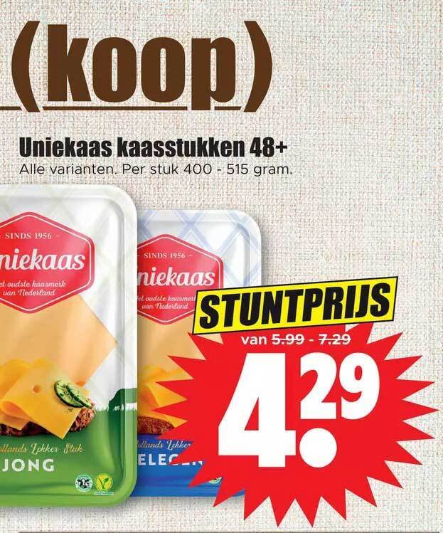 Uniekaas Kaastukken 48 Aanbieding Bij Dirk