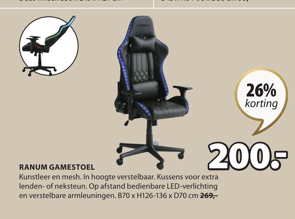 Ranum Gamestoel B70xH126 136xD70 Cm Aanbieding Bij Jysk