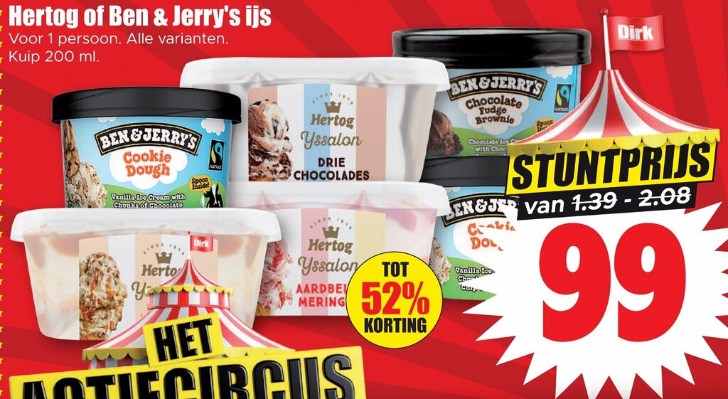 Hertog Of Ben Jerry S Ijs 200ml Aanbieding Bij Dirk