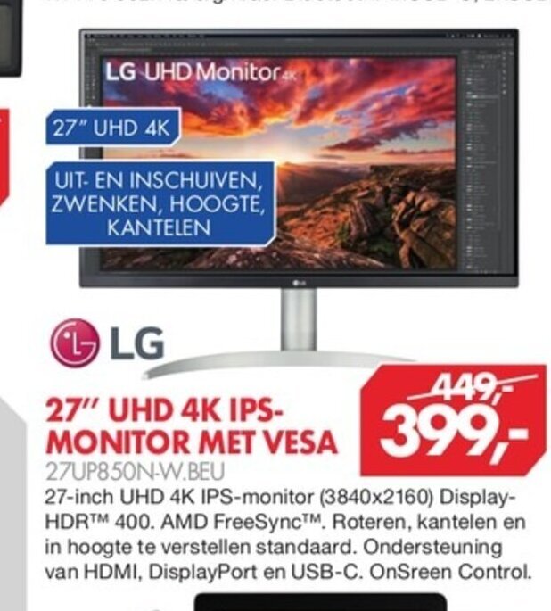 Lg Uhd K Ips Monitor Met Vesa Aanbieding Bij Vobis