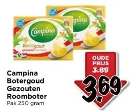 Campina Botergoud Gezouten Roomboter Pak Gram Aanbieding Bij Vomar