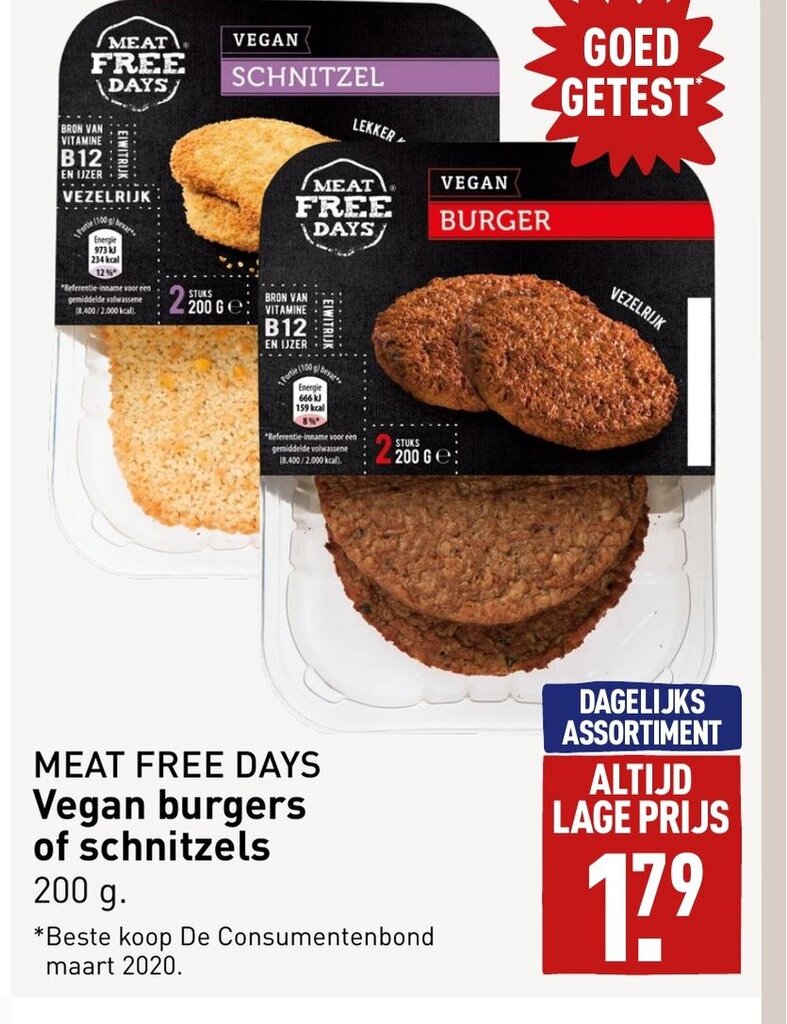 Meat Free Days Vegan Burgers Of Schnitzels Gram Aanbieding Bij Aldi