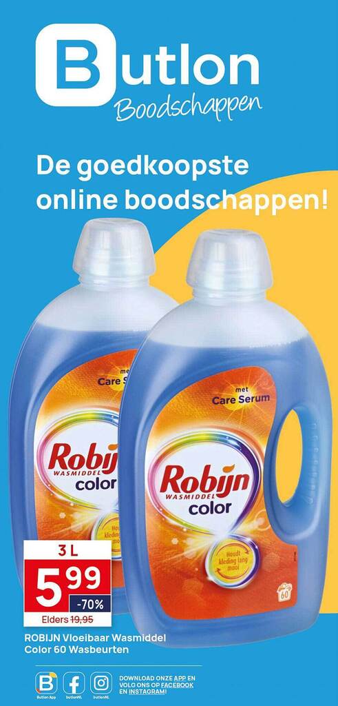 Robijn Vloeibaar Wasmiddel Color 60 Wasbeurten Aanbieding Bij Butlon