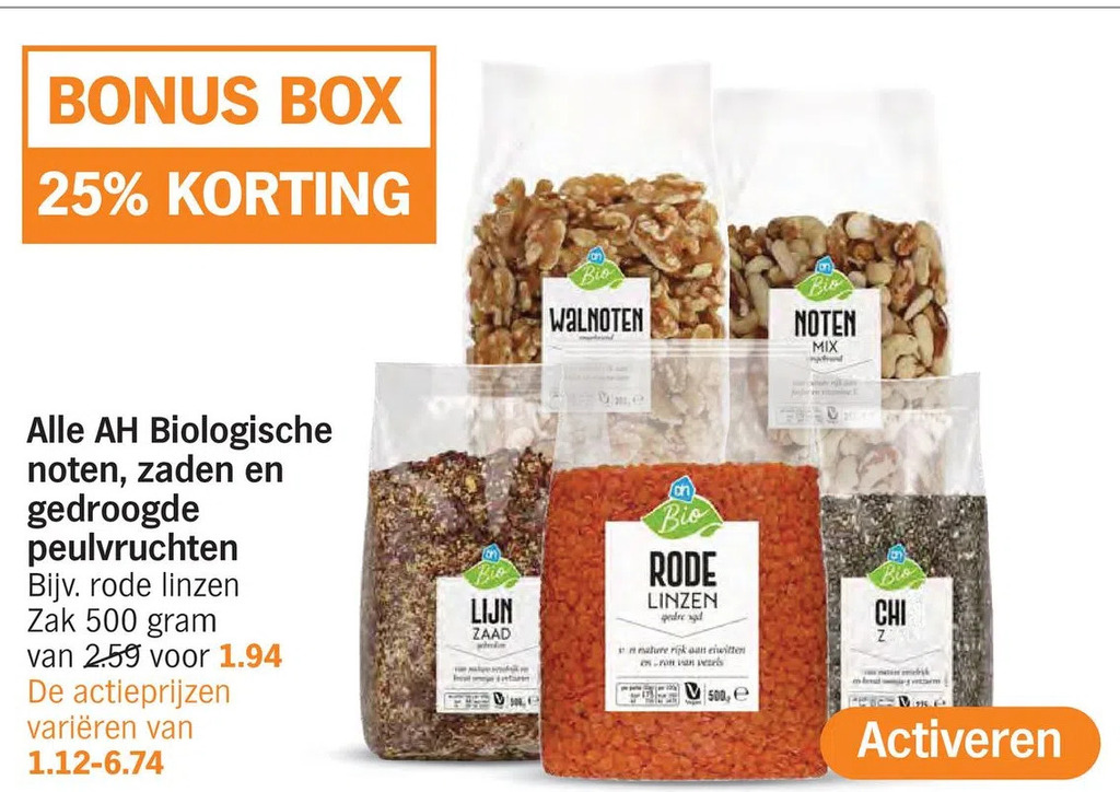 Alle Ah Biologische Noten Zaden En Gedroogde Peulvruchten Aanbieding