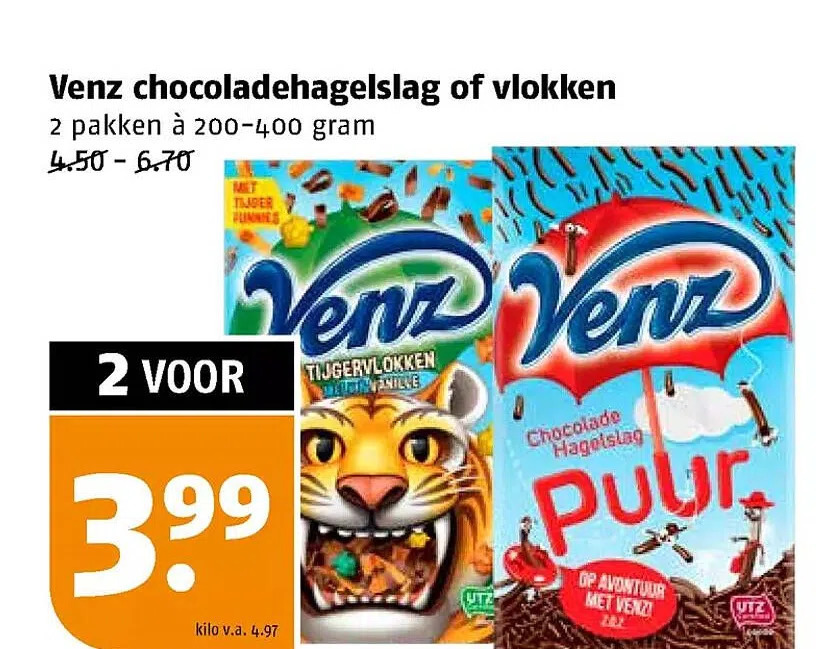 Venz Chocoladehagelslag Of Vlokken Aanbieding Bij Poiesz