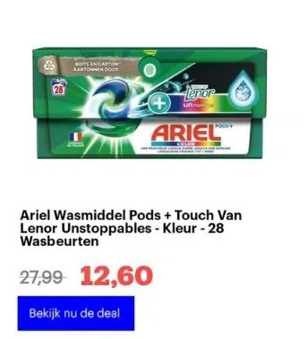 Ariel Wasmiddel Pods Touch Van Lenor Unstoppables Kleur 28